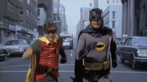 batman,running,tv,superheroes,robin,running late,leaving work