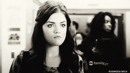 mad,black and white,pretty little liars,angry,pll,bw,ashley benson,lucy hale,aria montgomery,hanna marin,troian bellisario,emily fields,aria