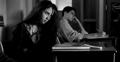 tired,bored,katharine isabelle,class,school,ginger snaps