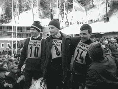 medalists,throwback,olympics,vintage,winter,champions,skiing,winter olympics,national archives,skiers,innsbruck olympics,archive