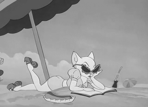 beach,tom and jerry,babe,cartoon,black and white,kitty