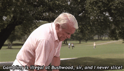 caddyshack,golf,rodney dangerfield,judge smails,ted knight,i feel his pain,judge elihu smails,1980s,slice,1980,harold ramis,as a golfer,bushwood country club,tee off,al czervik,tee shot,slice into the woods