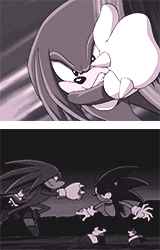 sonic,sonic x,knuckles the echidna,sonic the hedgehog,i love the japanese dialogue sooooooo much,im experiencing a great amount of feelings for these two right now