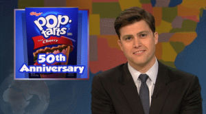 pop tarts,snl,school,saturday night live,project,really,education,class,weekend update,anniversary,teacher,snl40,students,teachers,teaching,snl 40,50th anniversary,colin jost,50th,historical event,history project
