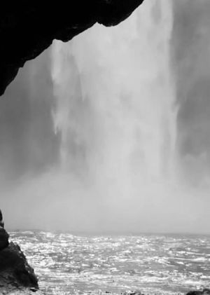 landscape,waterfall,black and white,nature