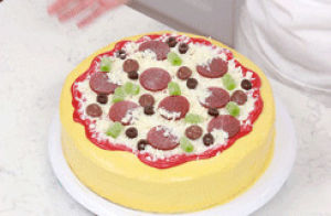 pizza,cake,diy,baking,how to,step by step,pepperoni,rosanna pansino,nerdy nummies,frosting,peppers,white chocolate,do it yourself,licorice,pepperoni pizza,pizza cake,party ideas,milk duds,cake baking