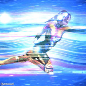 speed,superhero,girl,trippy,space,psychedelic,blue,flying,fast,cyber