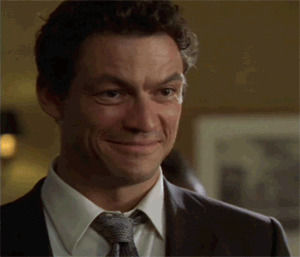 smarmy,dominic west,the wire,suit and tie,laugh
