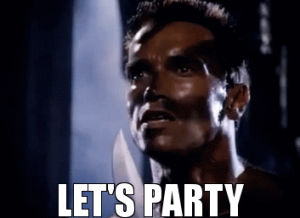 arnold schwarzenegger,happy birthday,commando,lets go,lets party,action movies,80s,party,80s movies,ready,gifparty
