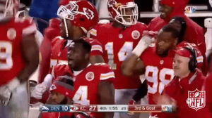 football,nfl,chiefs,kansas city chiefs,woo,party time,lets go,kc chiefs,ready to go,bench celebration