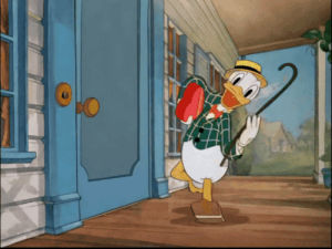 valentines day,donald duck,chocolates,happy,dancing,disney,throwing,cane,mr duck steps out