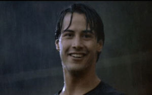 keanu reeves,flirting,thumbs up,emotions,pleased,point break,emotion,np,no problem,movies,you can do it