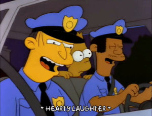 police,season 3,happy,bart simpson,episode 18,laughing,hilarious,3x18,police car