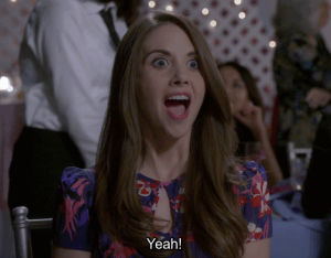 delight,alison brie,community,excited,yeah,yay,annie