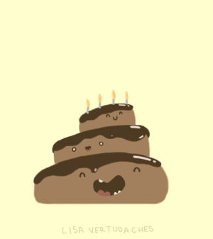 cake,birthday cake,dance,cute,happy birthday,chocolate,celebrate,bounce,squish,lisa vertudaches