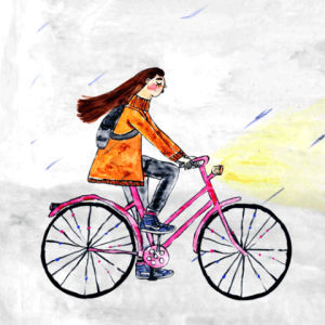weather,rain,fashion,illustration,watercolor,bike,vans,mte,sk8 hi