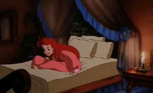 good night,bye,disney,the little mermaid,jump,tired,ariel,sleepy,bed time,cartoons comics