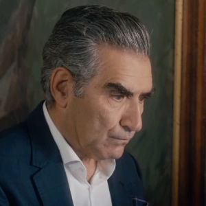 schitts creek,swallow,funny,reaction,comedy,rose,shock,humour,cbc,johnny,canadian,eyebrows,schittscreek,worry,eugene levy,jims dad,gulp