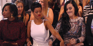 messing around,rihanna,katy perry,touching each other