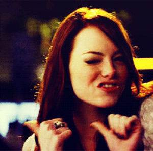 wink,emma stone,smiling,thumbs up,funny face