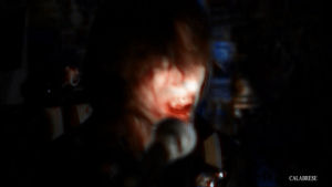 music video,halloween,vhs,blood,vampire,singing,stare,punk rock,death rock,dark rock,calabrese,bobby calabrese,jimmy calabrese,davey calabrese,calabrese band,fangs,found footage,leahter jacket,born with a scorpions touch