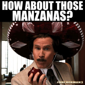 ron burgundy,sombrero,movie,anchorman,anchorman 2,anchormanmovie,how about those apples