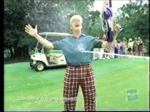 water gun,golf cart,90s,retro,90s commercials,hose,plaid pants