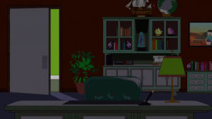 scared,home,phone,door,randy marsh,lamp,creep,beeping,cabinets,young adult man