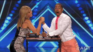 arm wrestle,nick cannon,tv,agt,americas got talent,heidi klum,over the top,to the limit