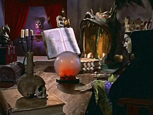 witchcraft,vintage halloween,skull,witch,rhetthammersmith,evil queen,vintage horror,international haus of horrors,black magic,fairy tale,crystal ball,mexican horror,sorceress,love is a waste of time,rolleye