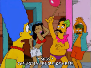 contradict,dancing,marge simpson,episode 15,scared,shocked,season 13,13x15