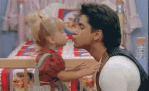 kiss,uncle jesse,hug,full house,john stamos,michelle tanner,mary kate and ashley