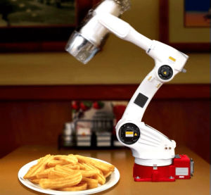 robot,food,salt,mechanical,arm,fries,salty,lol,wtf,snack,dennys,french fries,justin gammon