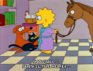 santas little helper,cat,season 3,dog,fun,lisa simpson,episode 8,horse,snowball,3x08