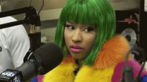 annoyed,personal,reaction,nicki minaj,can you not,green hair,can u not,miley is fucking great