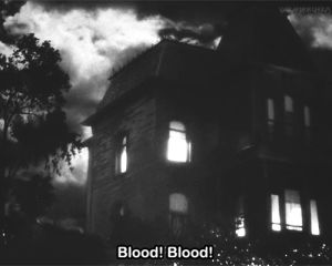 horror,black and white,creepy,scary,blood,vampire,moon,house,psycho