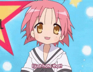 middle finger,anime,funny,wtf,fuck,fuck you,lucky star,funny anime s,akira kogami,i just hate that