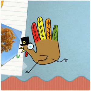 thanksgiving,turkey,chris timmons,lol,loop,fall,run,autumn,bulletin board,hand turkey,kid art