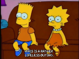 season 4,happy,episode 19,couch,shocked,bart simpson,lisa simpson,interested,4x19