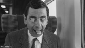 mr bean,train,holiday,paper