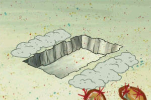 spongebob,burying,falling
