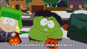 halloween,eric cartman,kyle broflovski,hulk,super hero