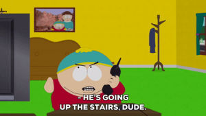 television,angry,eric cartman,upset,couch,using phone,missy woo