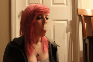 smoking girl,hookah,smoke,smoking,pink hair,pastel pink,pastel hair,seaborne