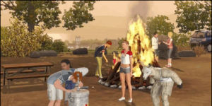 the sims,gaming,weird,college,university,bonfire,drinking beer,beer stand,flip