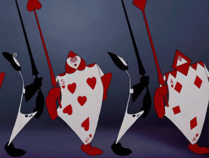 alice in wonderland,playing cards,tv,show,shows,graphic,marching,movies,movie,animation,dancing,trippy,graphics,media,cartoons comics