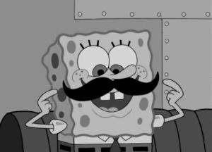 black and white,spongebob,spongebob squarepants,mustache,moustache