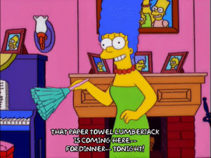 happy,marge simpson,episode 5,excited,season 13,cleaning,13x05,dusting