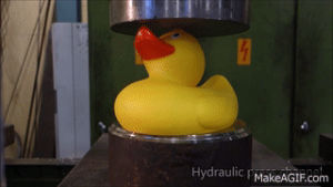 press,squished,duck,rubber,hydraulic
