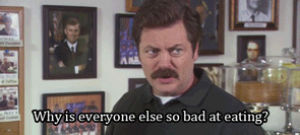 parks and recreation,eating,ron swanson,nick offerman